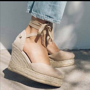 Soludo Mallcora espadrille suede wedge wrap ankle